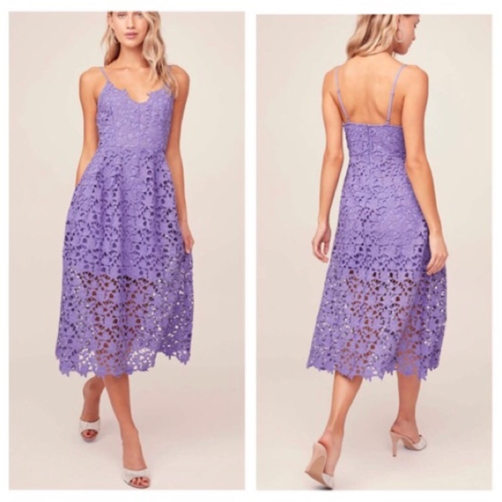 ASTR The Label - A-Line Midi Lace Dress, Orchid